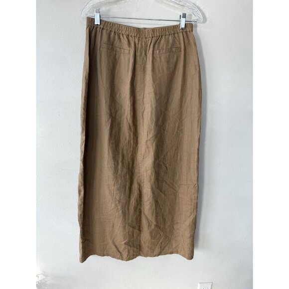 Vintage 80s Telluride Clothing Co Maxi Skirt Linen Boho Western 12 Tan Brown - Picture 3 of 4